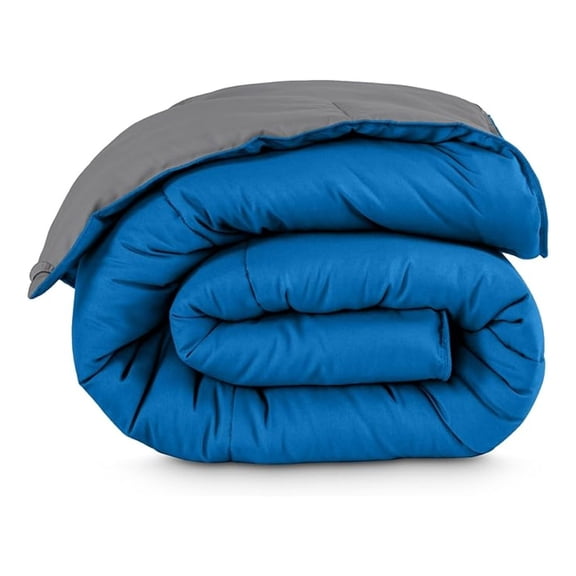 Comforter - Twin/Twin Extra Long - Reversible Colors - Goose Down - Ultra-Soft - Premium 1800 Series - All Season Warmth - Bedding Comforter (Twin/Twin XL, Grey/Medium Blue)
