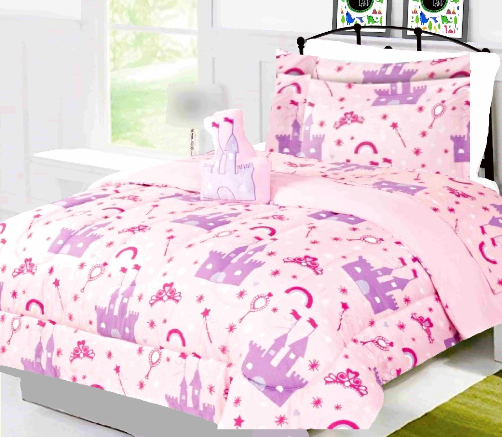 Princess Palace Twin Size Comforter Set for Kids Room with