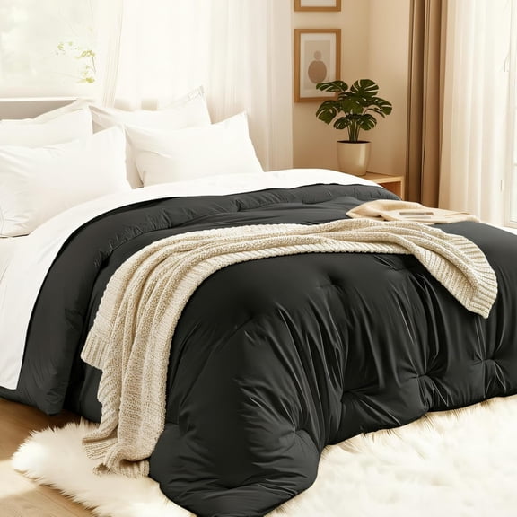 Comforters California King Size, All Season Quilted Bed Comforter, Ultra-Soft Down Alternative Duvet Insert with 4 Tabs, Lightweight Bedding Blanket - Machine Washable, Dark Gray