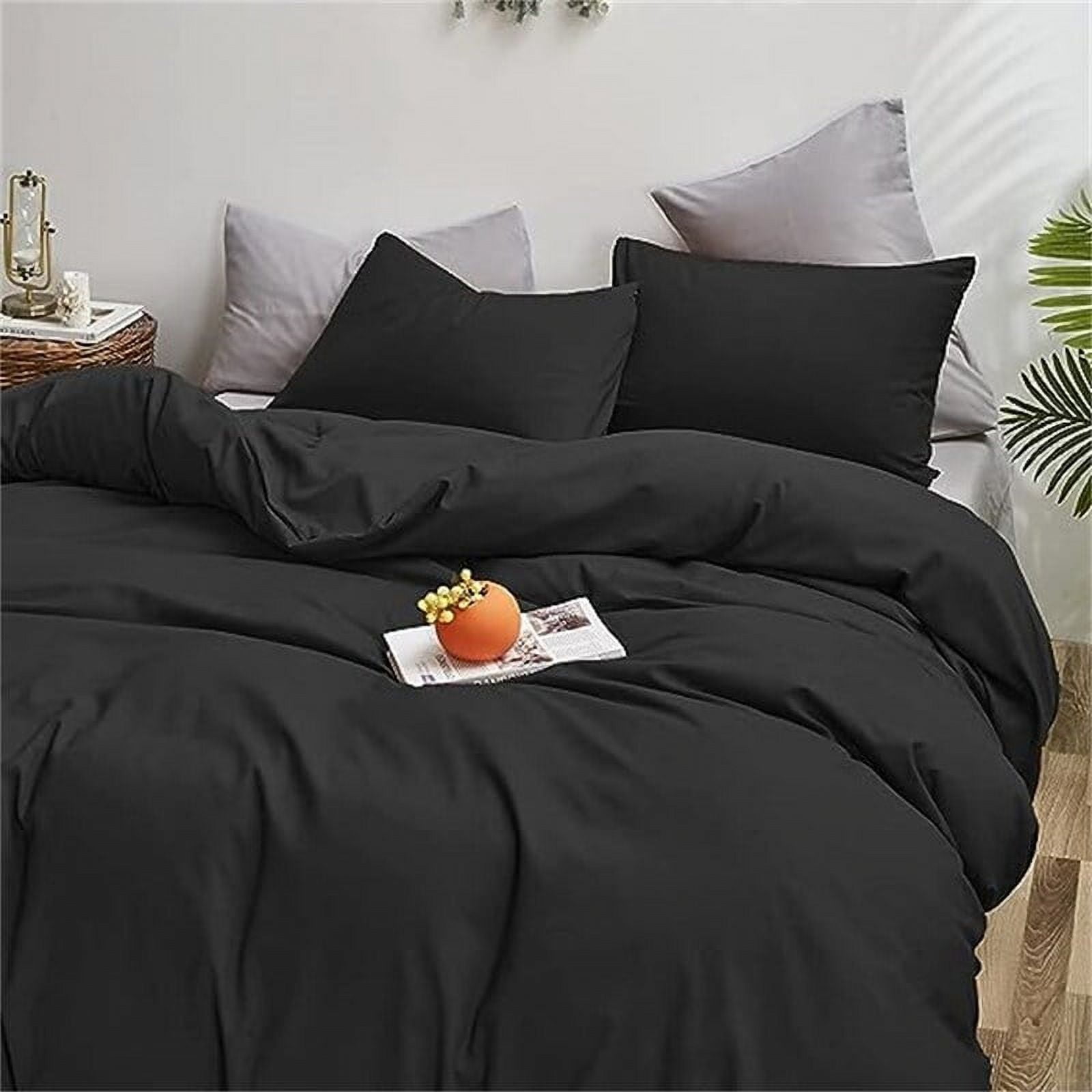 Twin Black Microfiber Comforter Set with Pillowcases