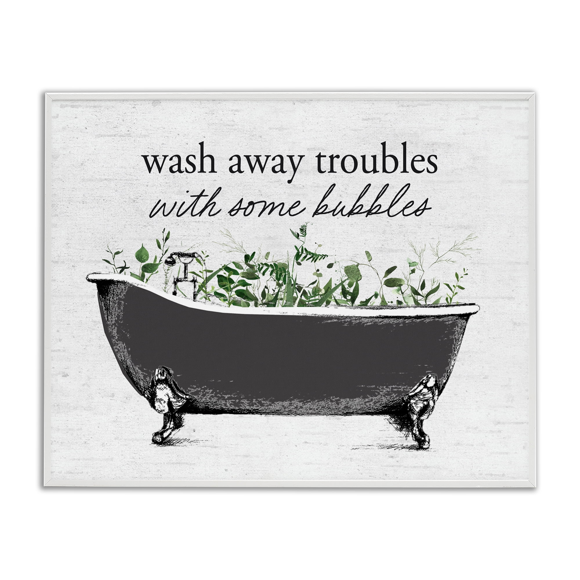 Comforting Bubble Bath Quote White Framed Giclee Art, design by Lettered and Lined