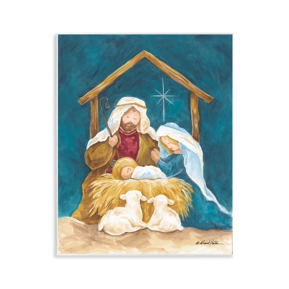Comforting Nativity Painting Wall Plaque Art, design by Diane Kater