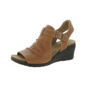 Comfortiva Womens Arrosa Leather Peep-Toe Slingback Sandals