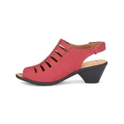 Comfortiva Womens Faye Leather Peep-Toe Slingback Sandals