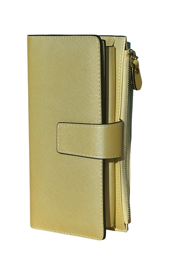 Full-Length Sections Female Modern Trifold Wallet, Light Yellow