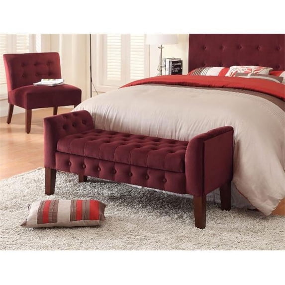 Comfortly K6211-B119 Velvet Tufted Settee Storage Bench