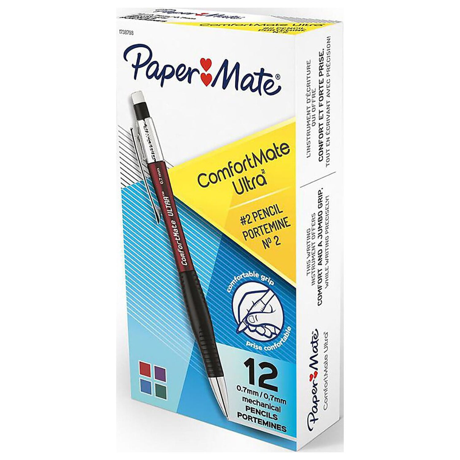 ComfortMate Ultra Mechanical Pencil, 0.7 mm, HB (#2), Black Lead, Assorted Barrel Colors, Dozen ComfortMate Ultra Mechanical Pencil, 0.7 mm, HB (#2), Black Lead, Assorted Barrel Colors, Dozen