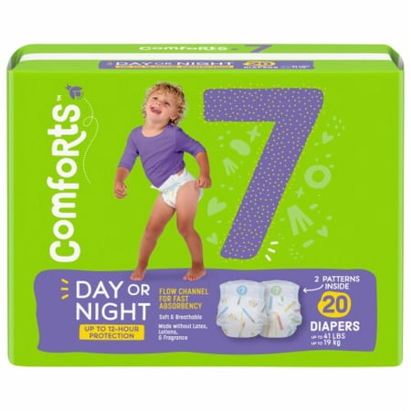 2X - Comforts Baby Diapers Size 7 (41+ lbs) 20 count