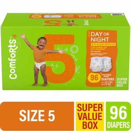 2X - Comforts Baby Diapers Value Box Size 5 (up to 27 lbs) 96 ct