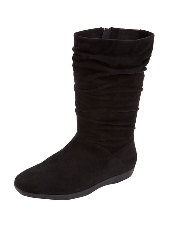 Aneela Wide Calf Slouch Boot Mid Calf Winter Shoes