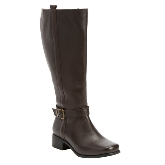 Comfortview Donna Wide Calf Leather Boot Tall Knee High Women's Winter Shoes (Wide Widths Available)
