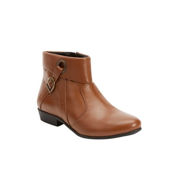 Comfortview Terri Leather Bootie Short Ankle Boot Women's Winter Shoes (Wide Widths Available)