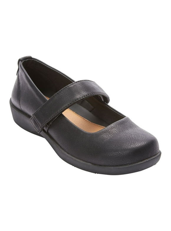 Comfortview Wide Width Carla Mary Jane Flat Women's Casual Shoes - 8     M, Black
