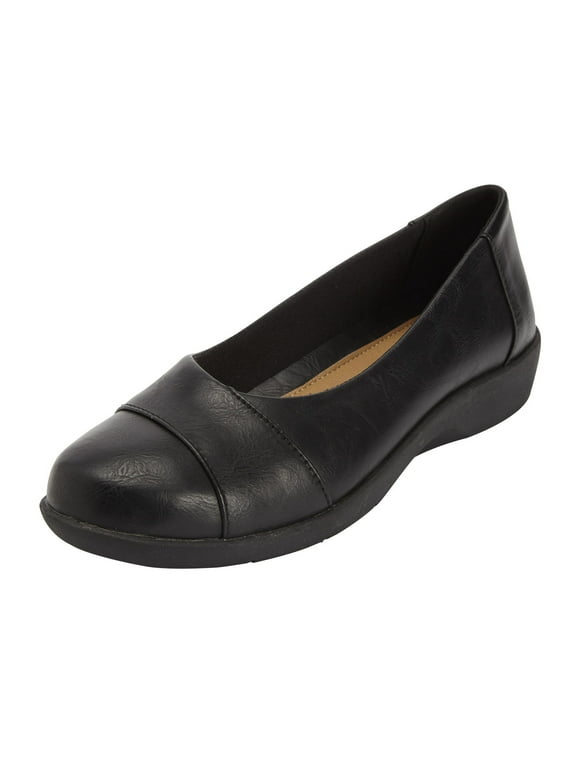 Comfortview Wide Width Gab Flat Ballet Flats Women's Slip-On Shoes - 8     M, Black