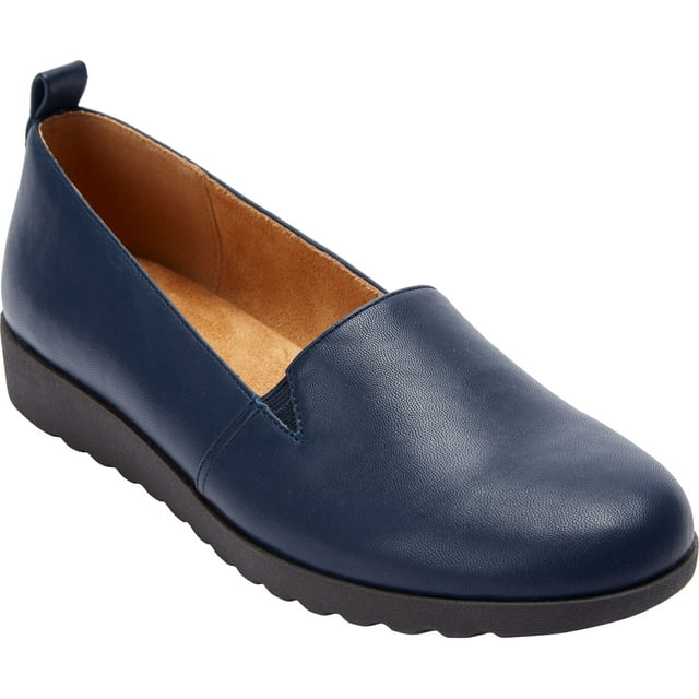 Comfortview Wide Width June Flat Women's Slip-On Shoes - 9     WW, Navy Blue