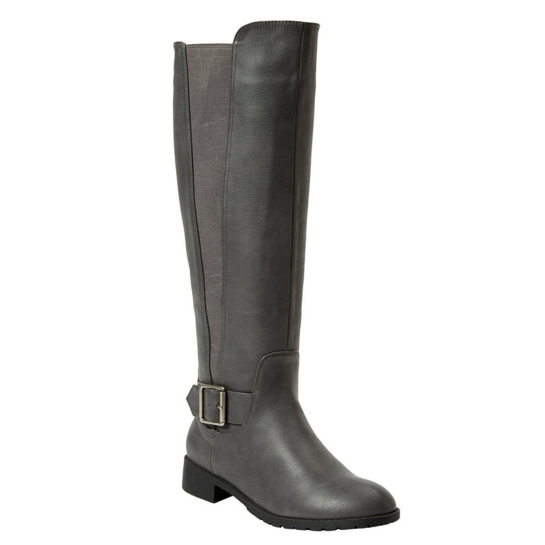 Tall grey hotsell leather boots womens