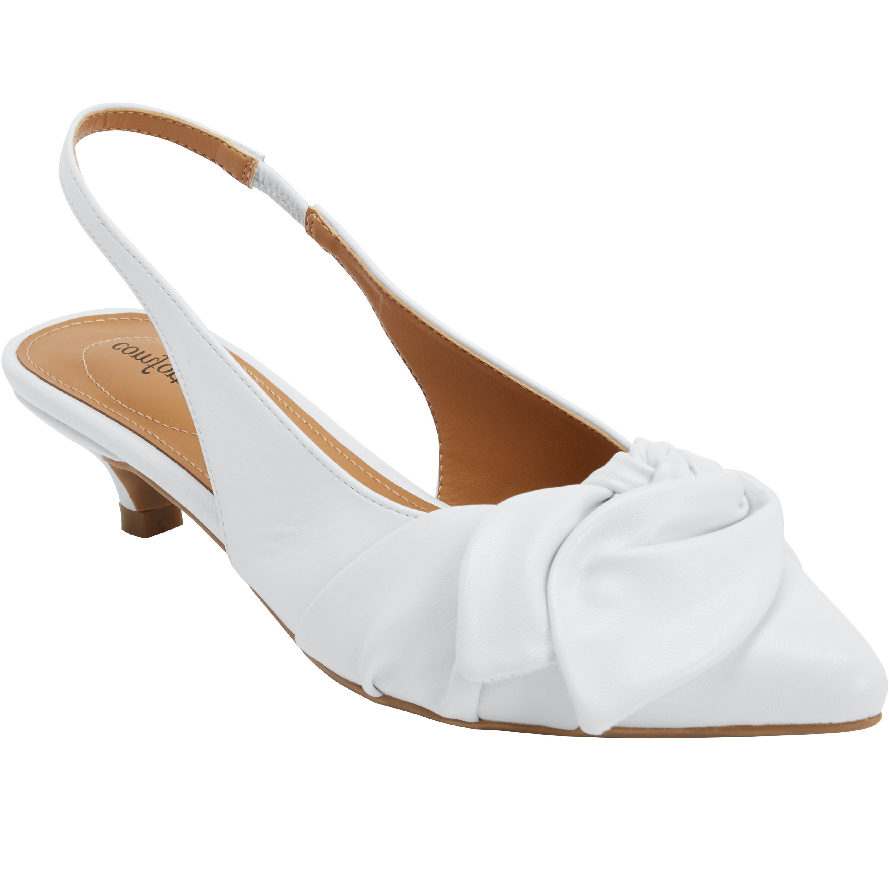 Enzo Romeo Women's Wide Width Slingback Pumps - Low Heel Pointy Toe Sandals With Rhinestone, Dress Shoes