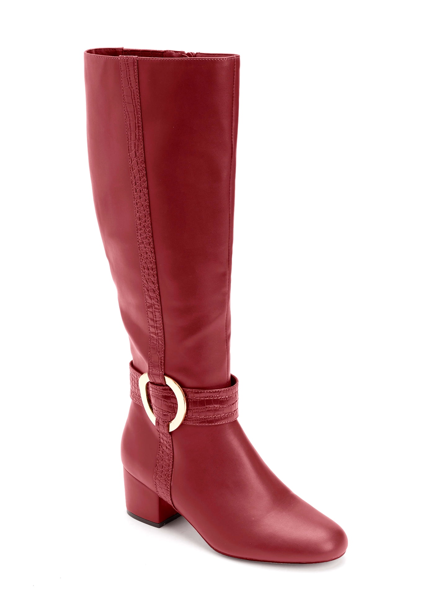 RF Room Of Fashion Women's Wide Calf Knee High Boots - Western Style Low Heel Boots With Memory Foam, Wide Width Fit