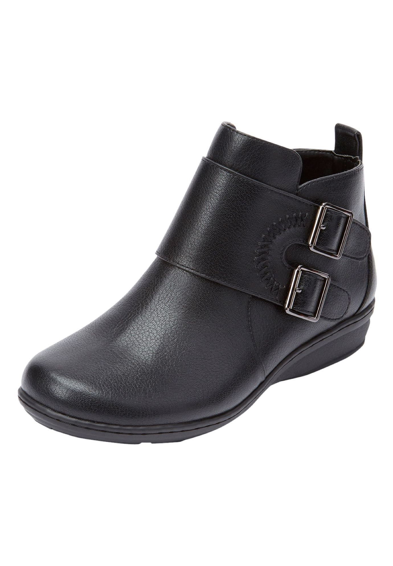 Comfortview Women's Cassie Shooties - Wide Width Suede-Like Booties With Side Buckle & Inside Zipper - View #4