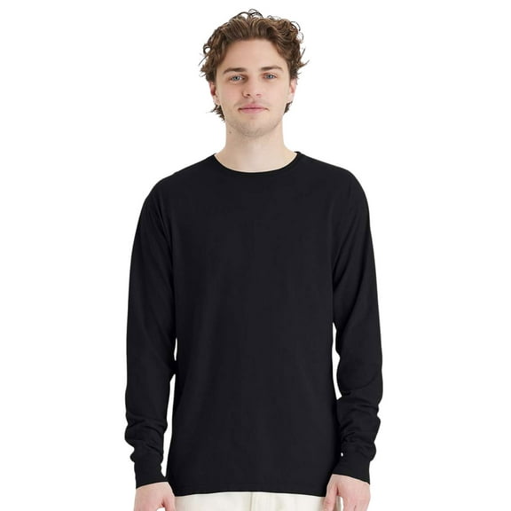 Comfortwash by Hanes Unisex Garment-Dyed Long Sleeve T-Shirt 100% Ring-Spun Cotton Plain Comfort Tee (Black, 3XL)