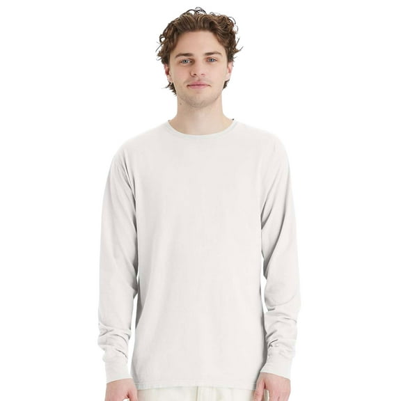 Comfortwash by Hanes Unisex Garment-Dyed Long Sleeve T-Shirt 100% Ring-Spun Cotton Plain Comfort Tee (White, S)