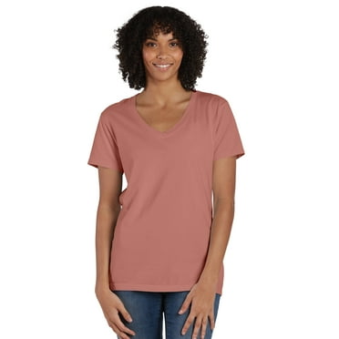 Hanes Women's X-Temp V-Neck T-Shirt Charisma Coral,Large - Walmart.com