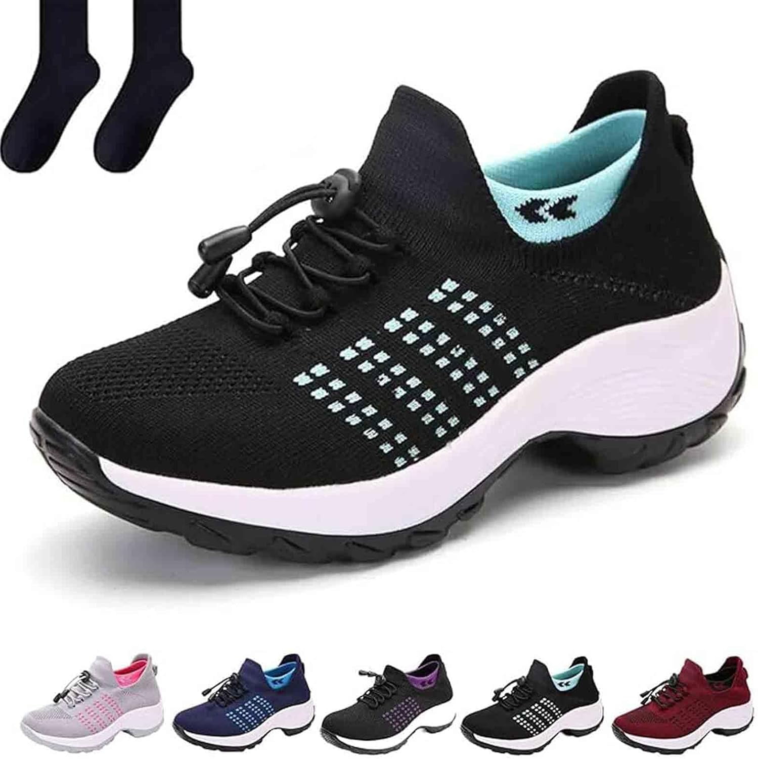 Comfort Wear Women's Slip-On Shoes For Plantar Fasciitis - Air Cushion, Orthopedic Stretch Walking Shoes