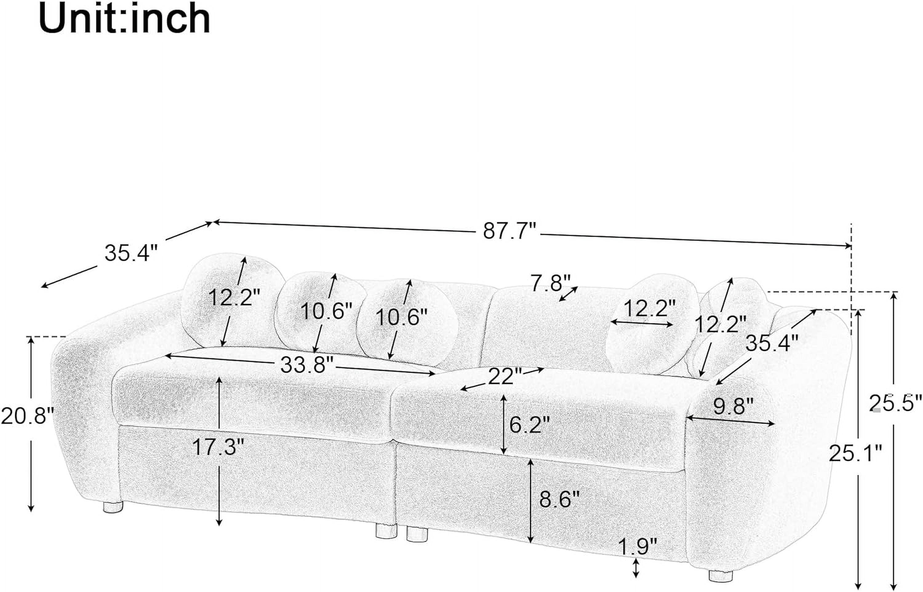 Comfy 3 Seater Sofa Couch, Oversized Loveseat Sofa With 5 Decorative