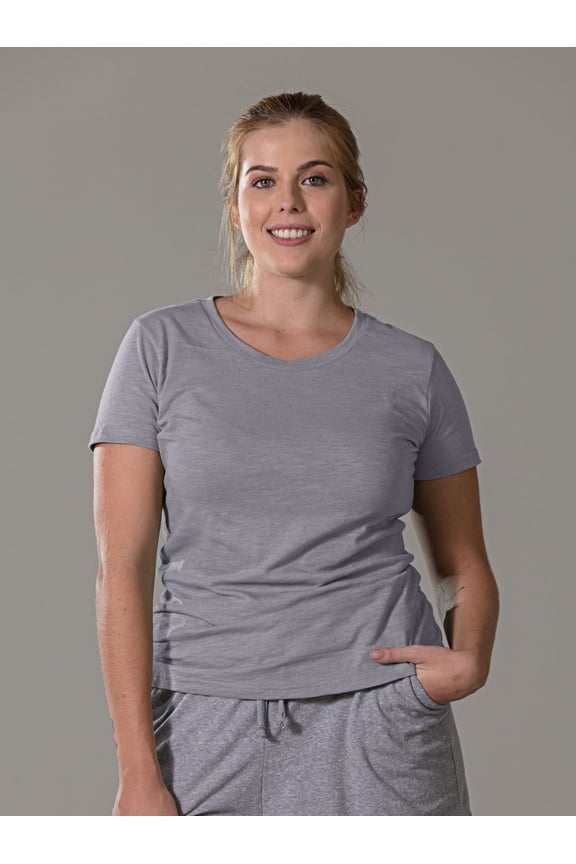 Women’s Two-Piece Pajama Set – Fitted Tee & Drawstring Lounge Pants with Side Pockets, Soft Cotton-Poly Blend (Heather Gray)