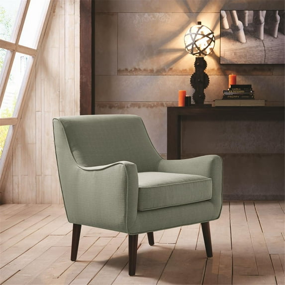 Comfy Accent Chair,Modern Upholstered Armchair with Rubber Wooden Legs and Thick Cushion,Leisure Sinle Sofa Chair for Bedroom Living Room Office, Seaweed Green