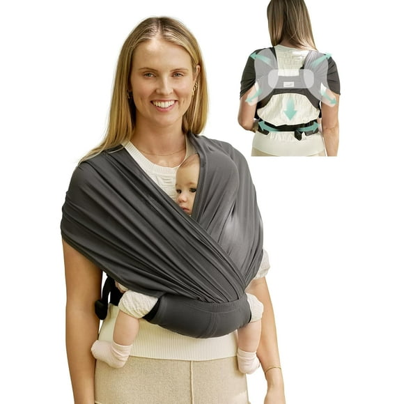 Comfy-Air Breathable Baby Carrier Newborn, 2-in-1 Mesh Baby Wraps Carrier for 7-35lbs, T-Webbing Zone Support, Ergonomic and Lightweight, Dark Grey C2