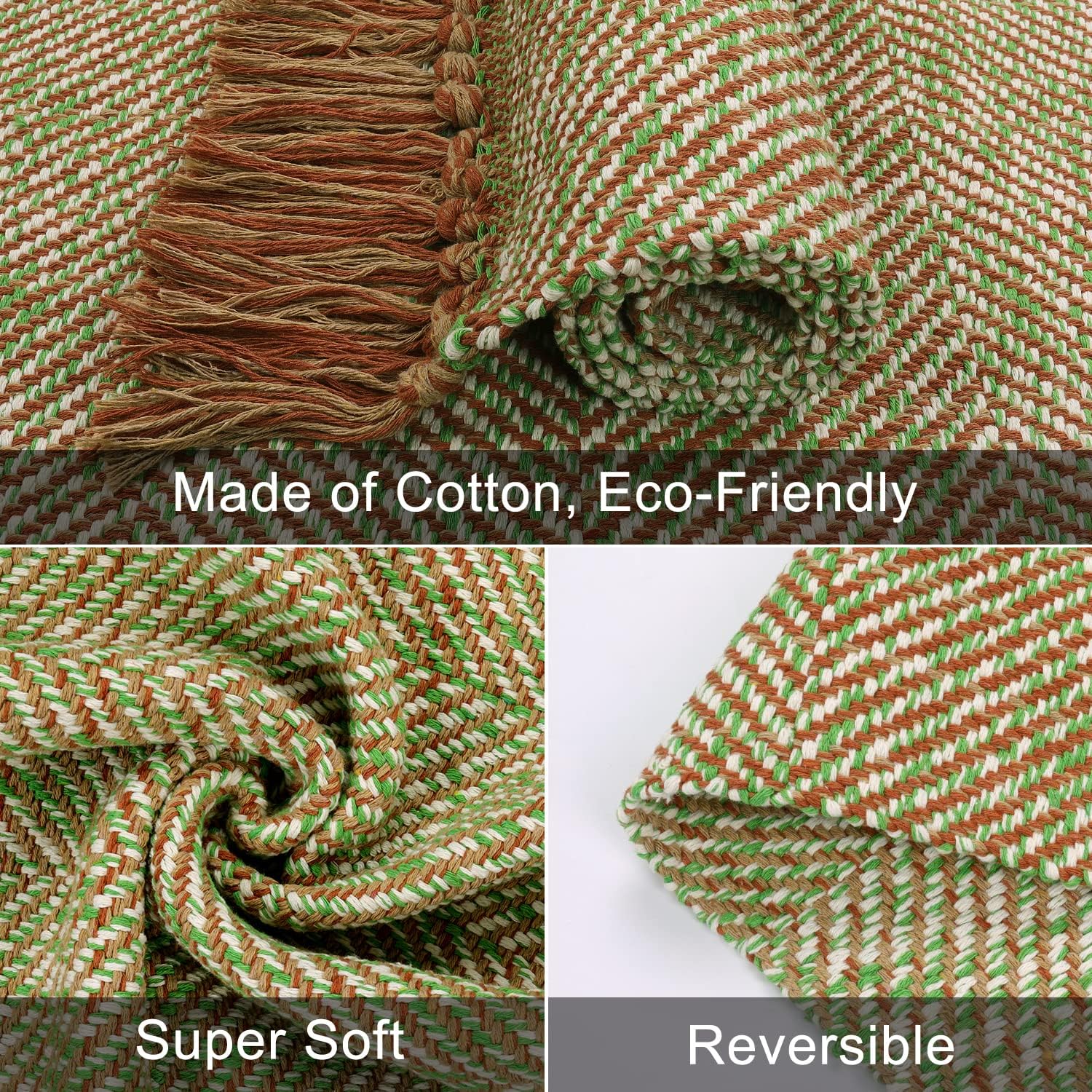 Comfy Area Rug 4‘ x 6‘ Tan/Cream Woven Cotton Bedroom Rugs Modern