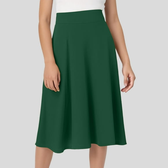Comfy Basic Solid Color Stretch A Line Flared Knee Length Skirt Twin Comforter Set with Bed Skirt Bohemian Skirts for Women Midi Length Ladies Skirts with Pockets Ruffled Skirt Bedspread Light Jean