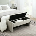 thumbnail image 1 of Comfy Bedroom Foot Rest Stool With Internal Storage - Grey Linen Fabric Coffee Table Bench Upholstery, Modern Style, 1 of 6