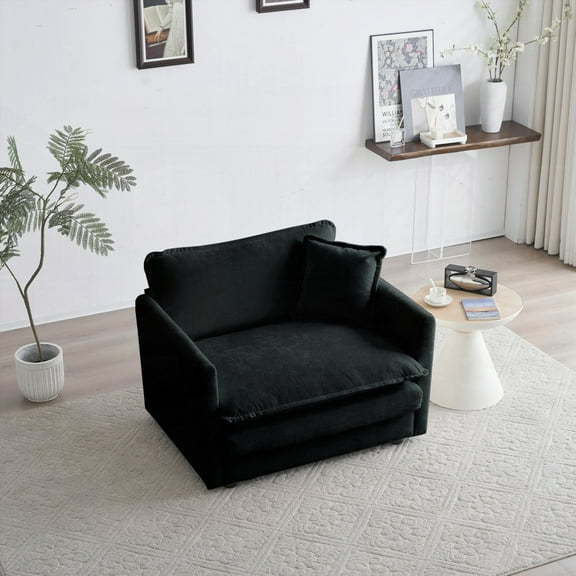Comfy Black Chenille Fabric Single Seat Sofa with Premium Material & Flexible Combination