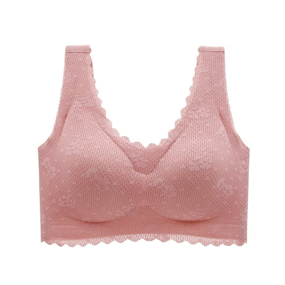 Comfy Bra Women Lightly Lined Bra Feature V-Neck Soft Bra Style W-930 Pinks M