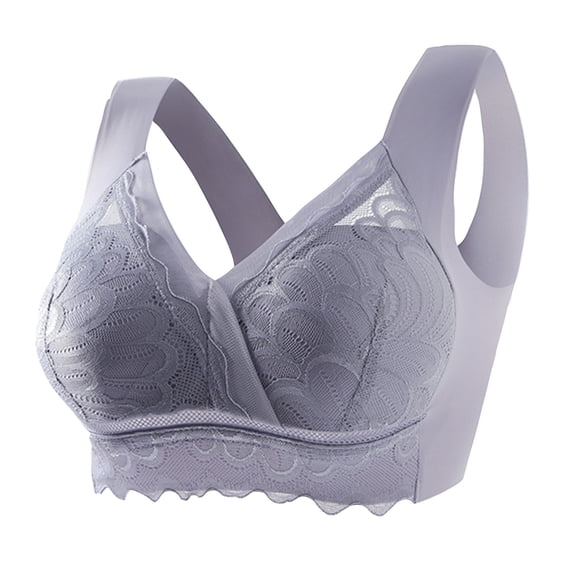 Comfy Bralettes for Women Back-Smoothing Bra Feature V-Neck Balconette Bra Style W-942 Hook and Eye Closure Nursing Bras Purple M