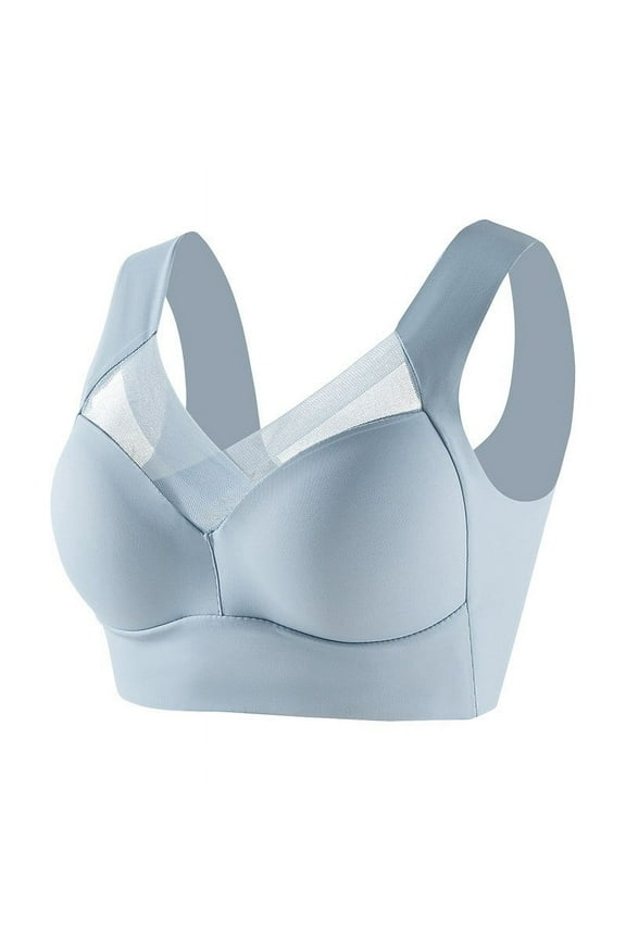 Comfy Bras Women Seamless Bra Feature V-Neck Push-up Bra Style W-1506 Blue-a XXL