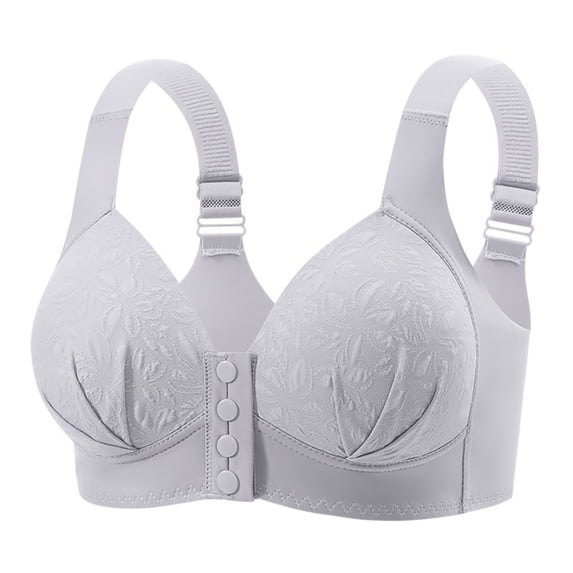 Comfy Bras for Women Wirefree Plus Size Front Closure Wireless Bra Womens Convenient Lightly Padded Floral Stretchy Bralette Adjustable Straps Everyday Wear 42