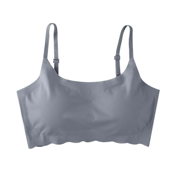 Comfy Bras for Women, Audhol Sports Bra Ice Elastic Gathering Fashionable Underwear without Ring Vest Seamless Bra Dark Gray L