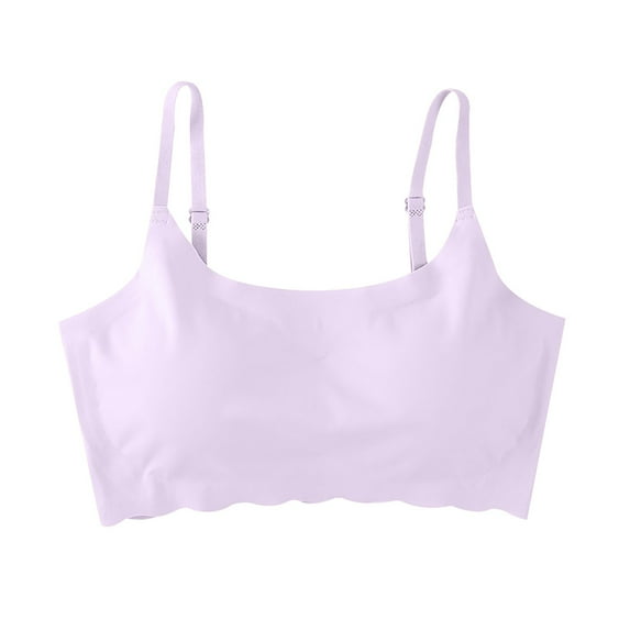 Comfy Bras for Women, Audhol Sports Bra Ice Elastic Gathering Fashionable Underwear without Ring Vest Seamless Bra Purple 2XL