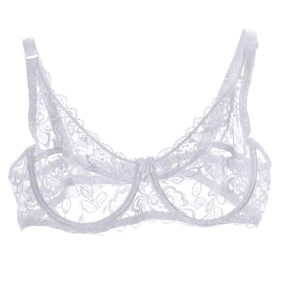 Comfy Bras for Women Full-Coverage Bra Feature V-Neck Demi & Balconette Bra Style W-1042 Hook and Eye Closure Comfortable Sports Bras White M