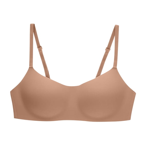 Comfy Bras for Women Full-Coverage Bra Feature V-Neck Padded Bra Style W-1595 Brown S