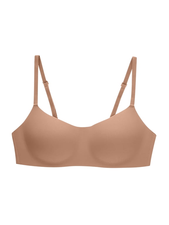 Comfy Bras for Women Full-Coverage Bra Feature V-Neck Padded Bra Style W-1595 Brown S