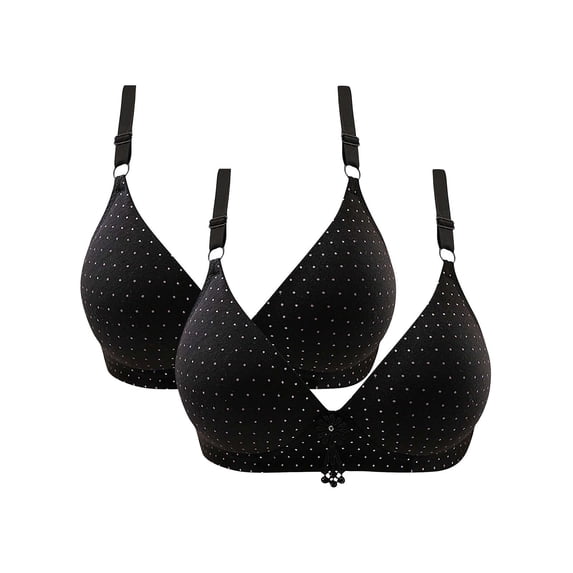 Comfy Bras for Women Padded Bra Feature V-Neck Soft Bra Style W-501 Black L