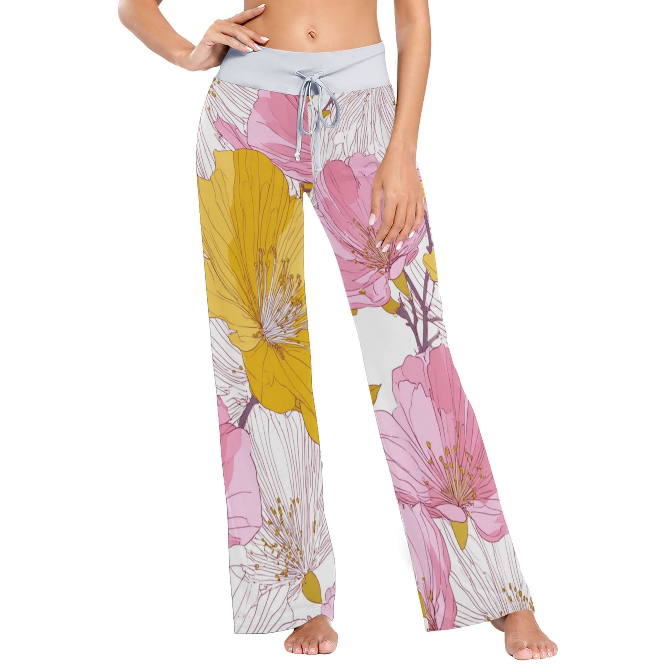 Comfy Casual Women #39 s Pajama Floral Print Wide Leg Pants Abstract Floral Comfy Casual Women #39 s Pajama Floral Print Wide Leg Pants Abstract Floral