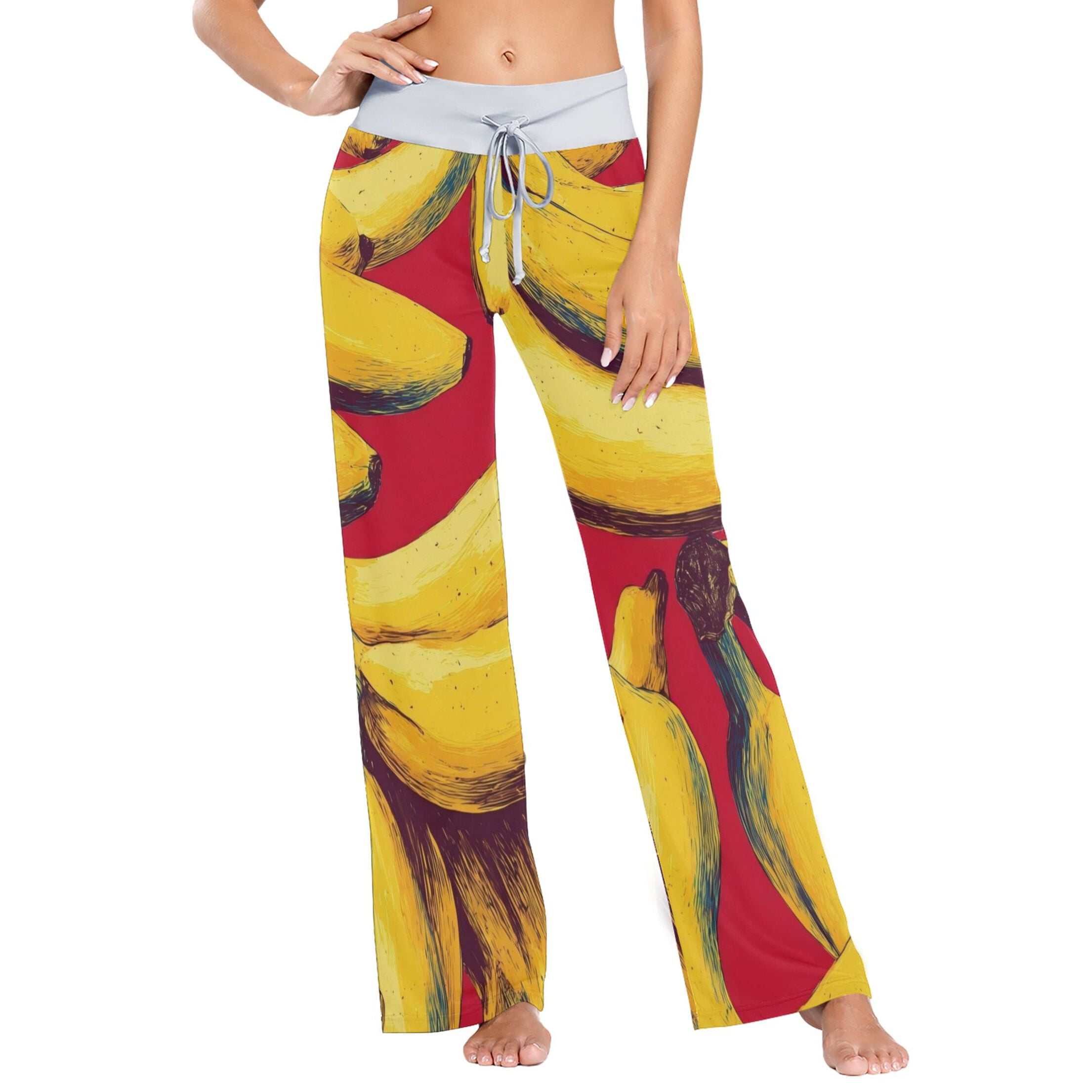 Comfy Casual Women #39 s Pajama Floral Print Wide Leg Pants Banana Vector Comfy Casual Women #39 s Pajama Floral Print Wide Leg Pants Banana Vector