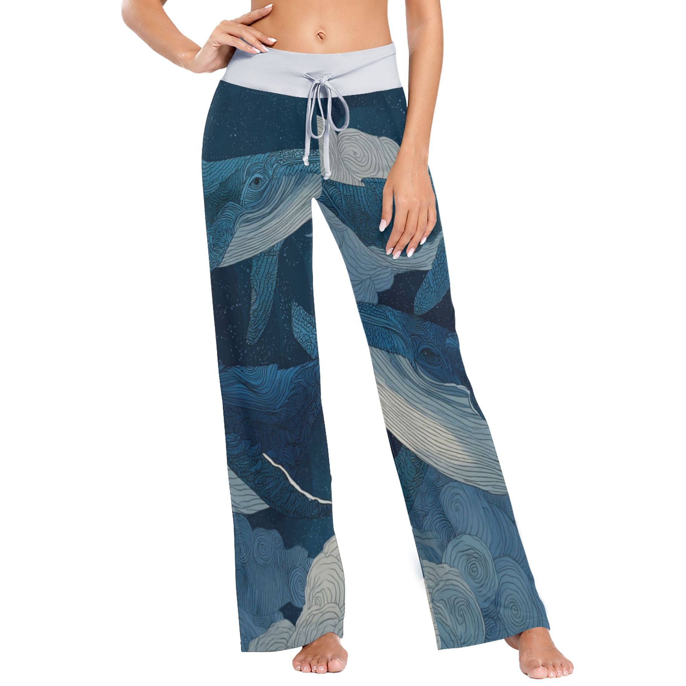 Comfy Casual Women #39 s Pajama Floral Print Wide Leg Pants Flying Whale Comfy Casual Women #39 s Pajama Floral Print Wide Leg Pants Flying Whale