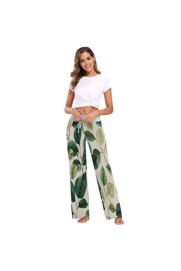 Comfy Casual Women's Pajama Pants Print Wide Leg An Elegant Pattern