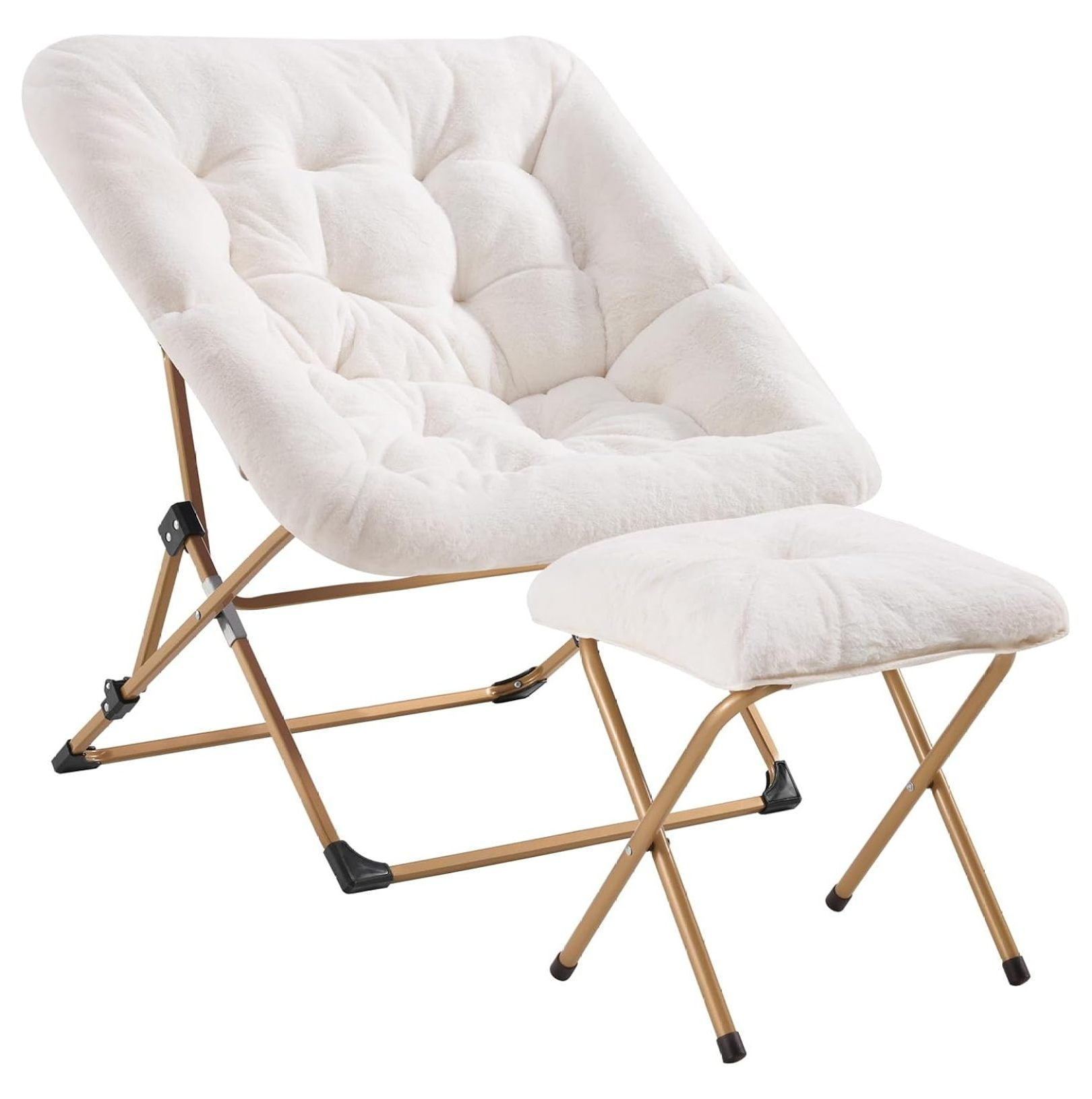 Comfy Chair for Adults, Soft Faux Fur Folding Lounge for Bedroom Living ...